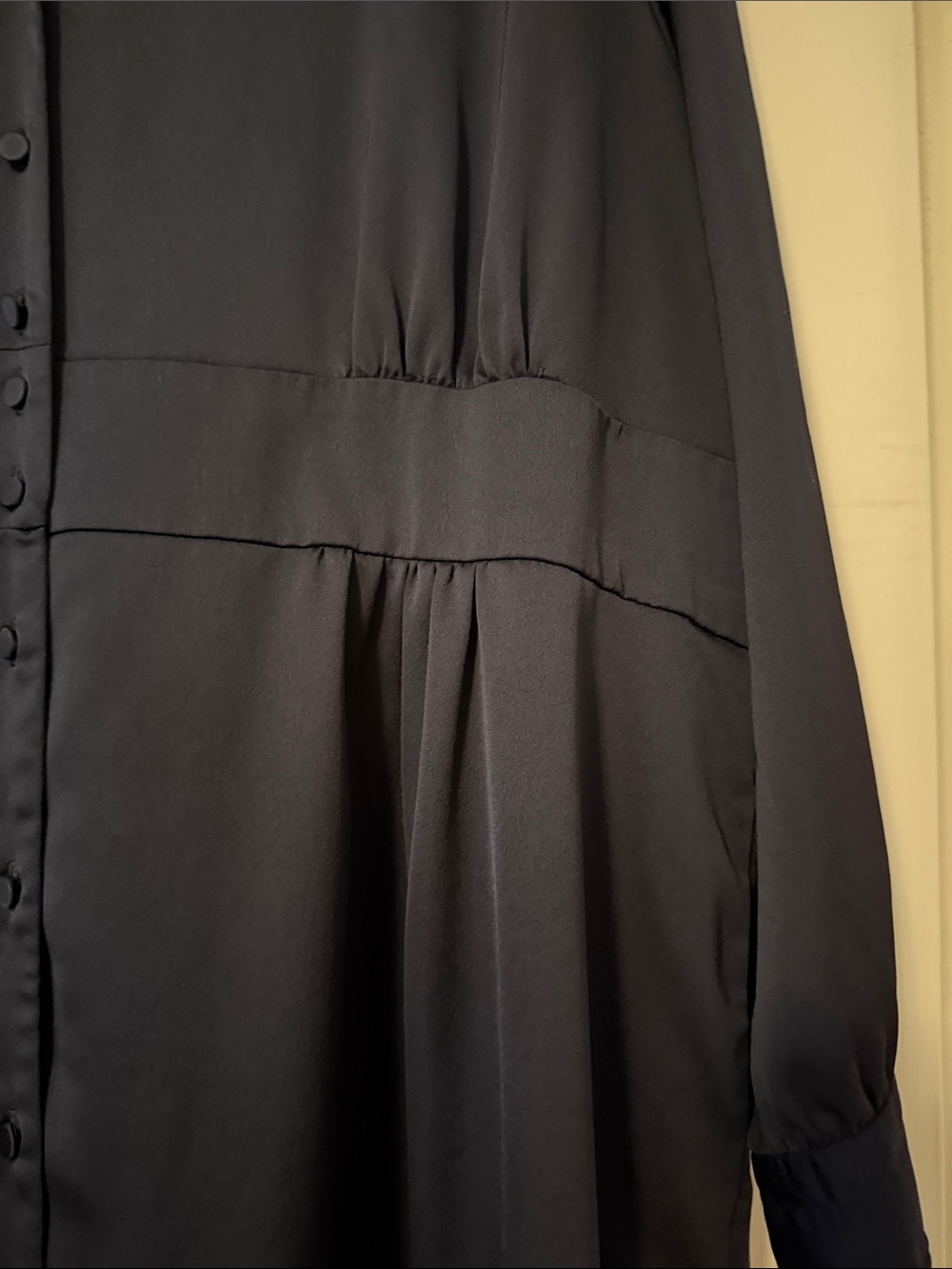 J. CREW 24 Navy Button-Front Long Sleeve Dress Plus Work Business Midi Preppy - Picture 4 of 15